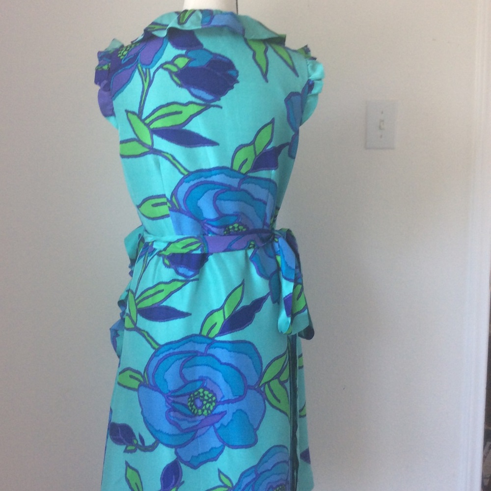 Kate Spade Turquoise Floral Wrap Dress / Size 8 - Picture 7 of 12